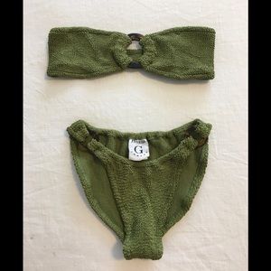 Hunza G London Olive Green Bandeau Bikini